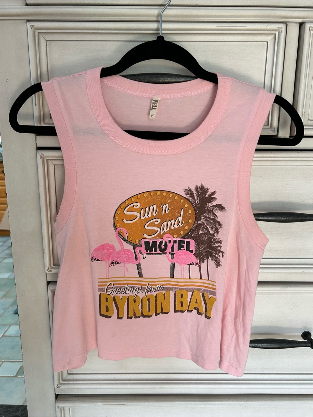 Spell sun and sand motel pink tank crop top